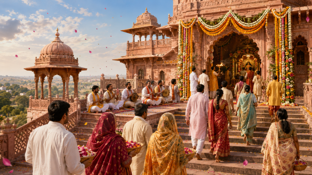 बरसाना में राधा अष्टमी पर श्री राधा रानी मंदिर की विशेष पूजा