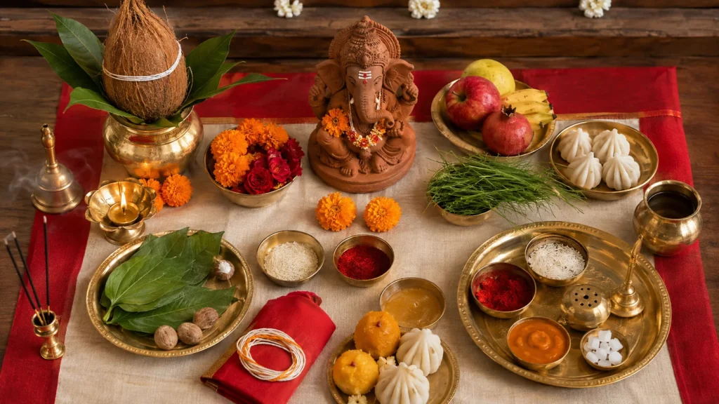 घर पर Ganesh Chaturthi 2026 पूजा के लिए आवश्यक सामग्री