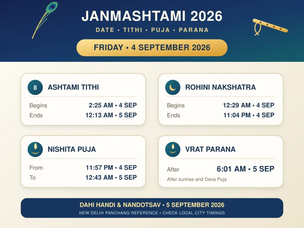 Janmashtami 2026 की 4 सितंबर की तिथि और निशिता पूजा का समय