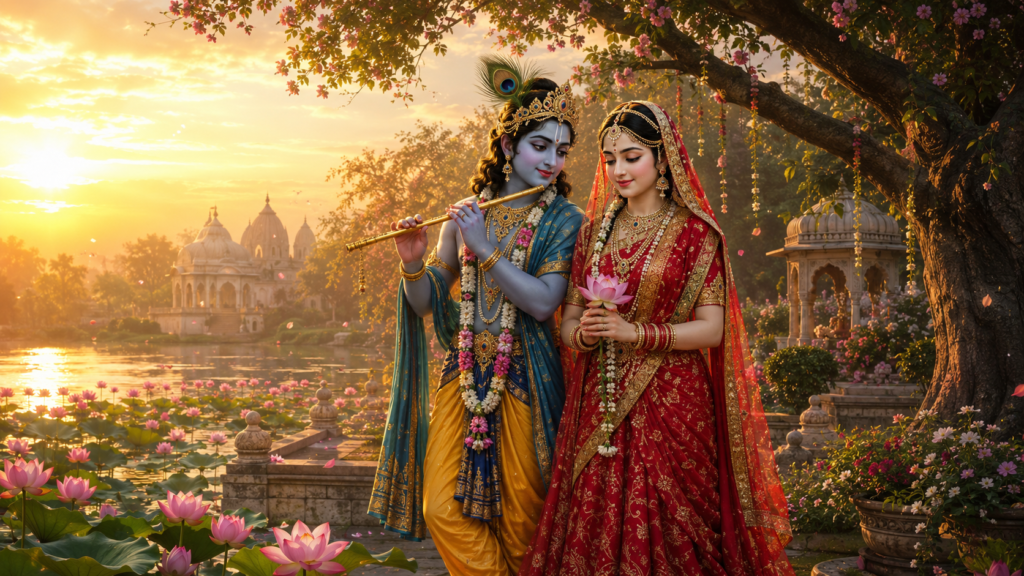 Radha Ashtami 2026 के अवसर पर कमल उद्यान में श्री राधा-कृष्ण