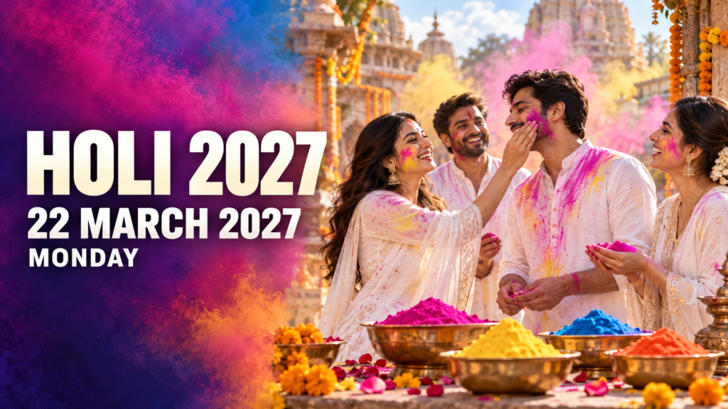 Holi 2027 date in India 22 March 2027