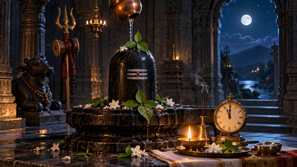 Maha Shivratri 2027 की निशिता पूजा के समय शिवलिंग पर जलाभिषेक
